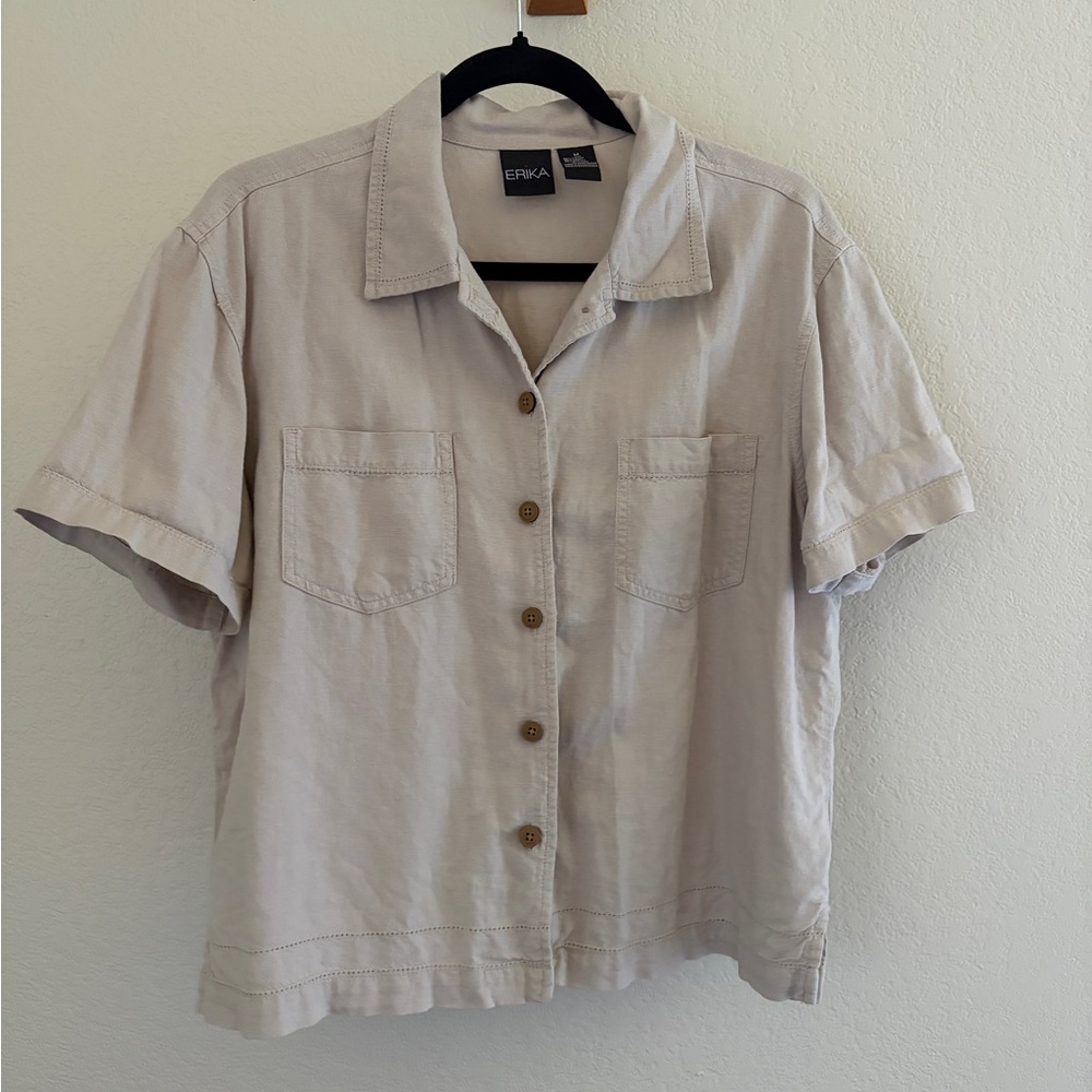 Erika Beige Short Sleeve Shirt